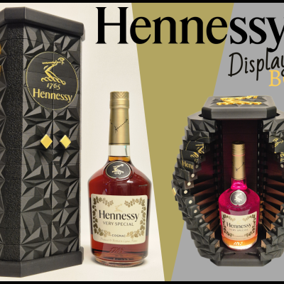 Hennessy folding door display box for bottle display