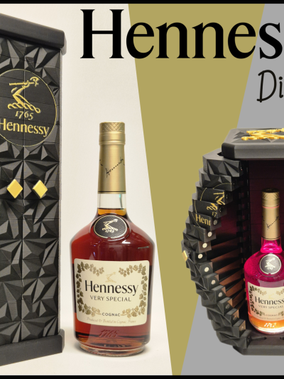 Hennessy folding door display box for bottle display
