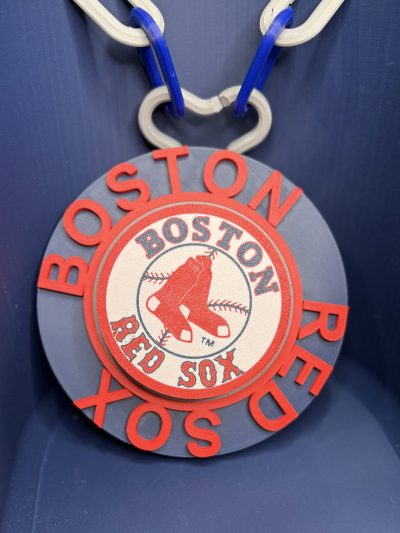 MLB spinner necklace 3D printed sample in Boston Red Sox design
