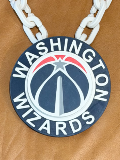 NBA spinner necklace 3D printed sample in Washington Wizards design