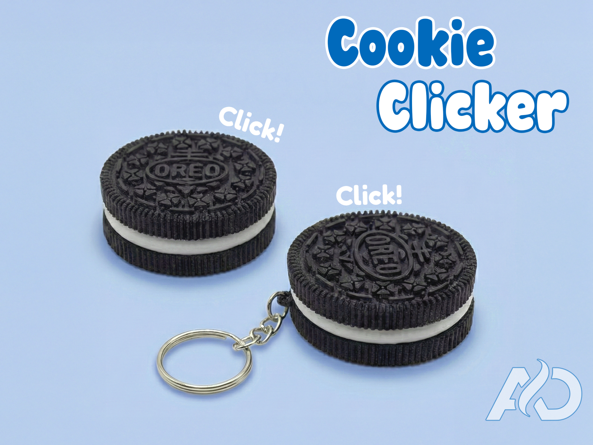 Black-and-white sandwich cookie clicker fidget by AstroDex