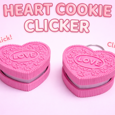 Pink heart-shaped sandwich cookie clicker fidget toy