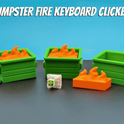 Dumpster Fire keyboard clicker fidget with flames