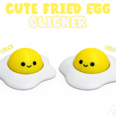 Cute fried egg clicker with smiling yellow yolk and white egg base