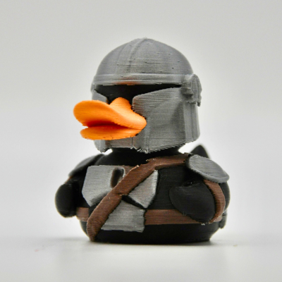 Armored bounty-hunter-style collectible duck