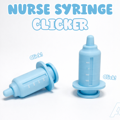 Cartoon nurse syringe mechanical-switch clicker fidget with rounded tip